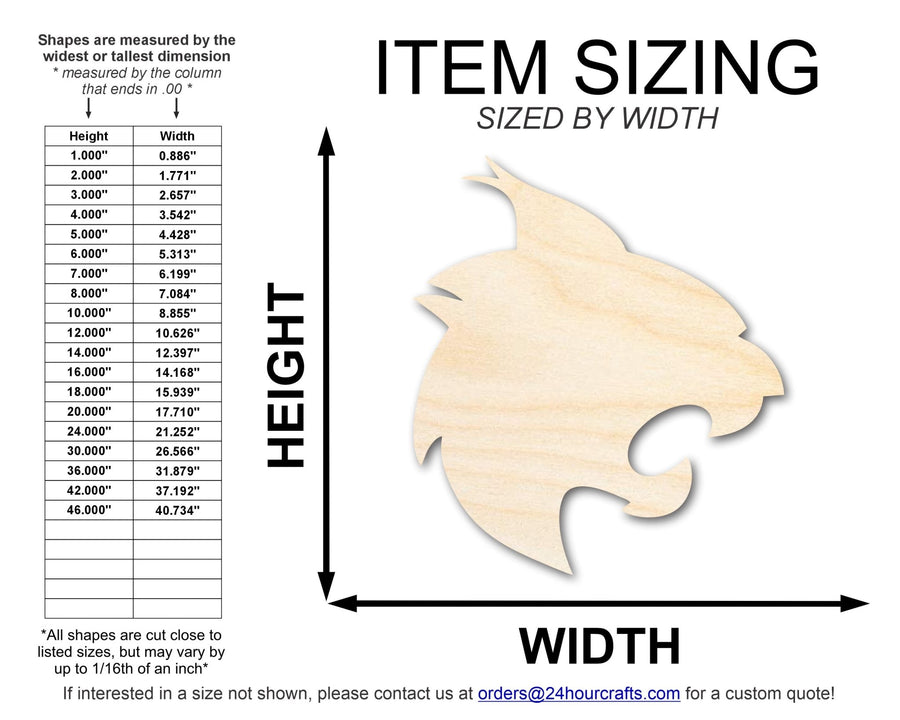Unfinished Wood Wildcat Mascot Shape | DIY Craft Cutout | up to 46" DIY - NameSigns.com