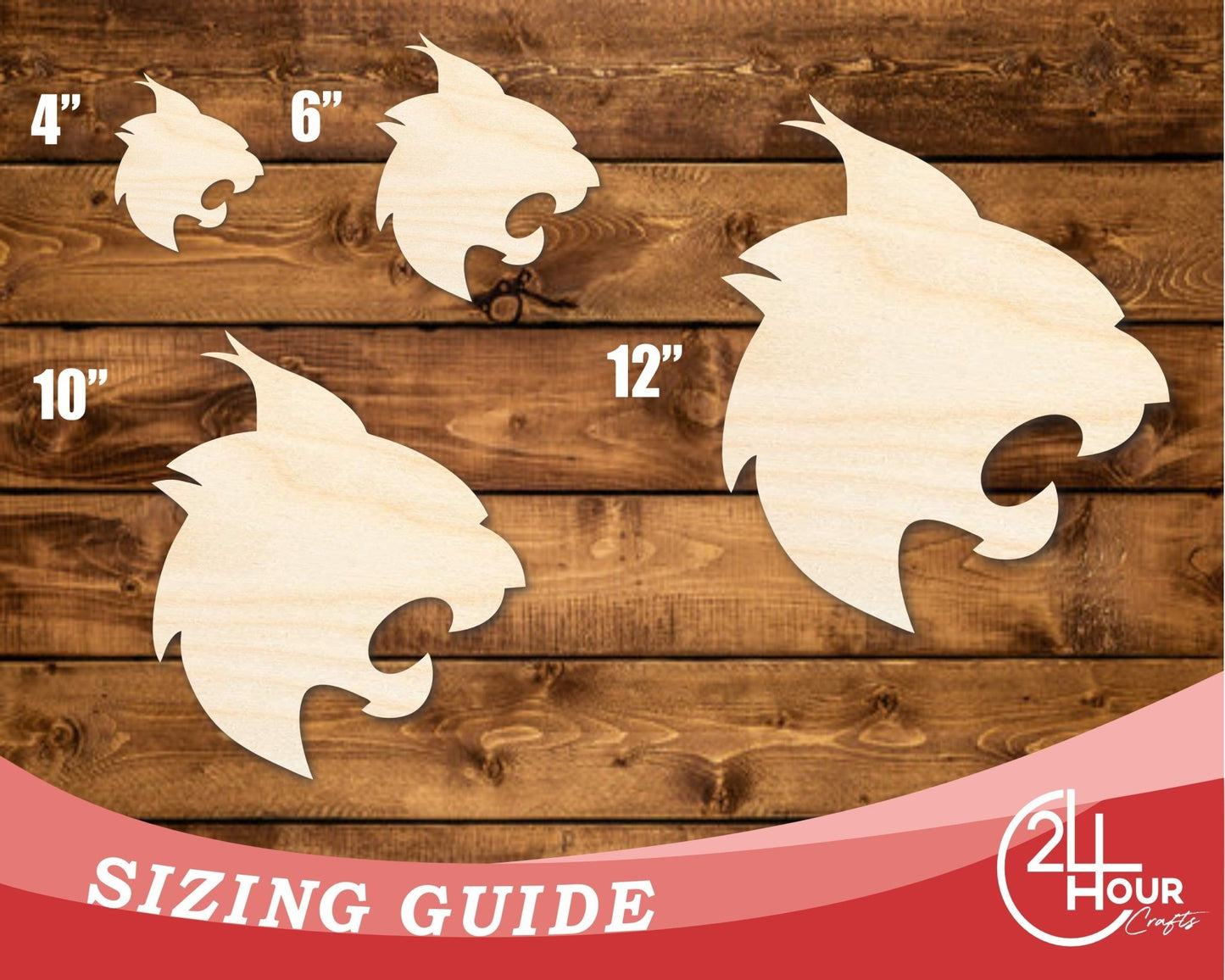 Unfinished Wood Wildcat Mascot Shape | DIY Craft Cutout | up to 46" DIY - NameSigns.com