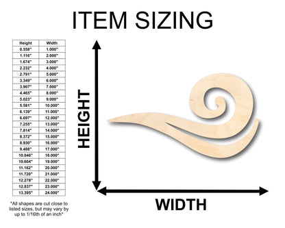 Unfinished Wood Wind Air Element Shape - Craft - up to 46" DIY - NameSigns.com