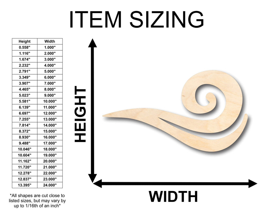 Unfinished Wood Wind Air Element Shape - Craft - up to 46" DIY - NameSigns.com