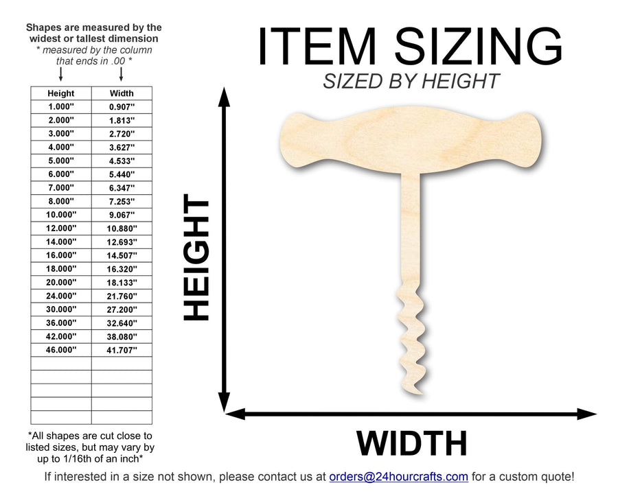 Unfinished Wood Wine Opener Shape | DIY Craft Cutout | up to 46" DIY - NameSigns.com