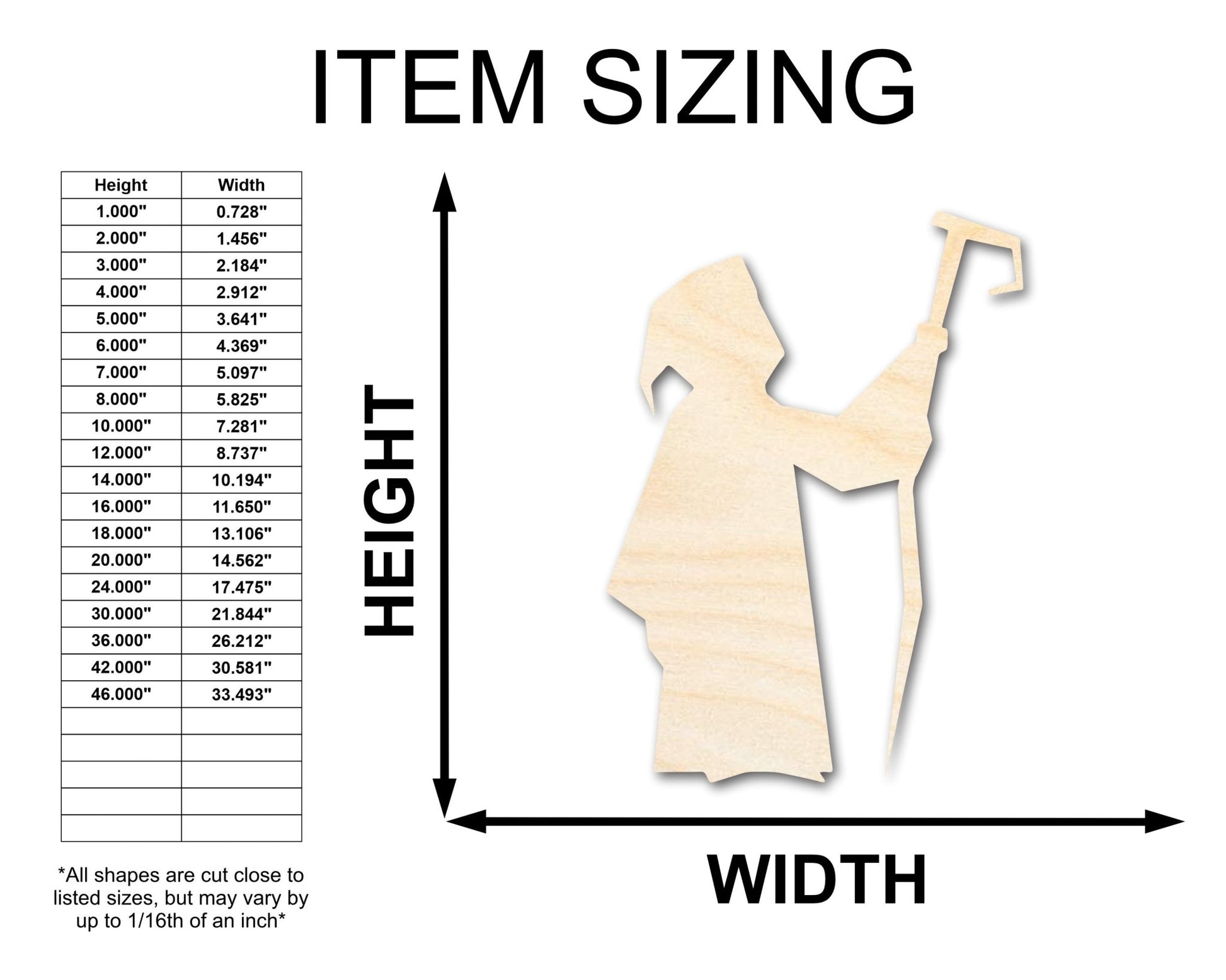 Unfinished Wood Wizard Shape - Craft - up to 46" - NameSigns.com