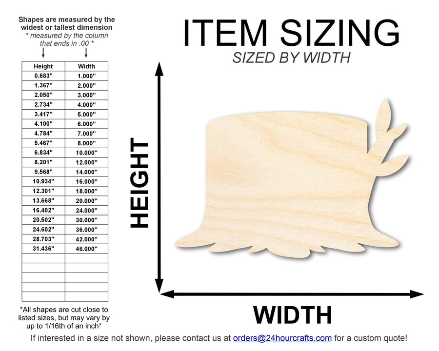 Unfinished Wood Wooden Stump Shape | DIY Craft Cutout | up to 46" DIY - NameSigns.com