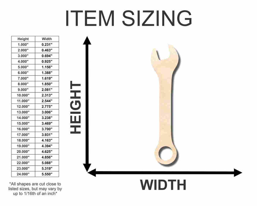Unfinished Wood Wrench Shape - Tool - Craft - up to 46" DIY - NameSigns.com