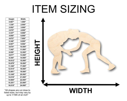 Unfinished Wood Wrestlers Shape - Craft - up to 46" DIY - NameSigns.com