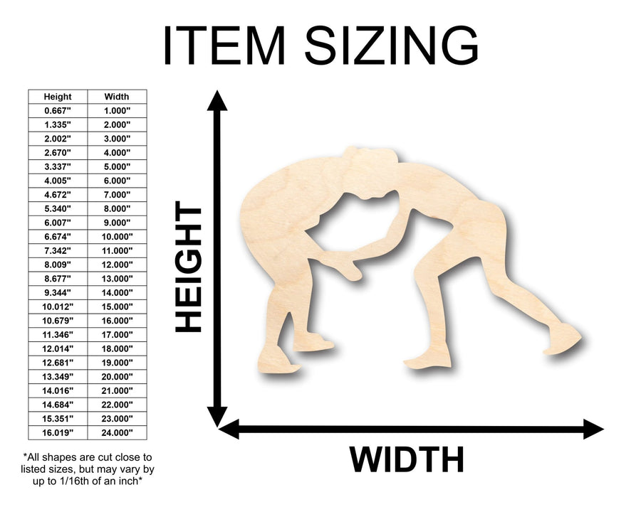 Unfinished Wood Wrestlers Shape - Craft - up to 46" DIY - NameSigns.com
