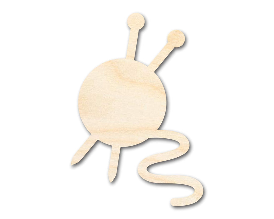 Unfinished Wood Yarn Shape | Knitting Ball and Needles Silhouette | Craft Cutout | up to 46" DIY - NameSigns.com