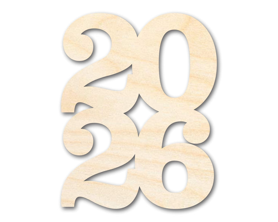 Unfinished Wood Year 2026 Shape | DIY Craft Cutout | up to 46" DIY - NameSigns.com