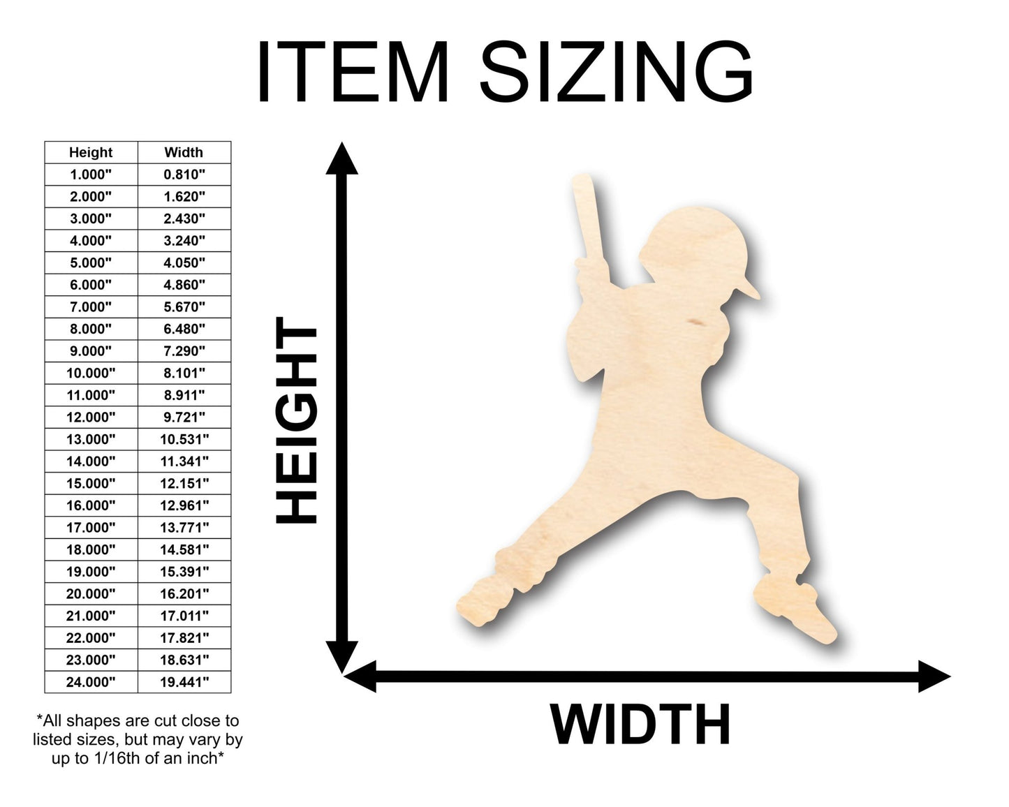 Unfinished Wood Youth Baseball Shape - Craft - up to 46" DIY - NameSigns.com