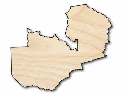 Unfinished Wood Zambia Country Shape - Southern Africa Craft - up to 46" DIY - NameSigns.com