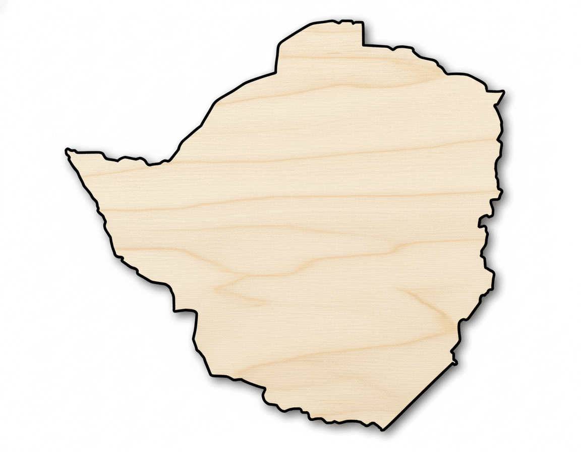 Unfinished Wood Zimbabwe Country Shape - Southern Africa Craft - up to 46" DIY - NameSigns.com