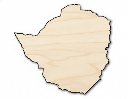 Unfinished Wood Zimbabwe Country Shape - Southern Africa Craft - up to 46" DIY - NameSigns.com
