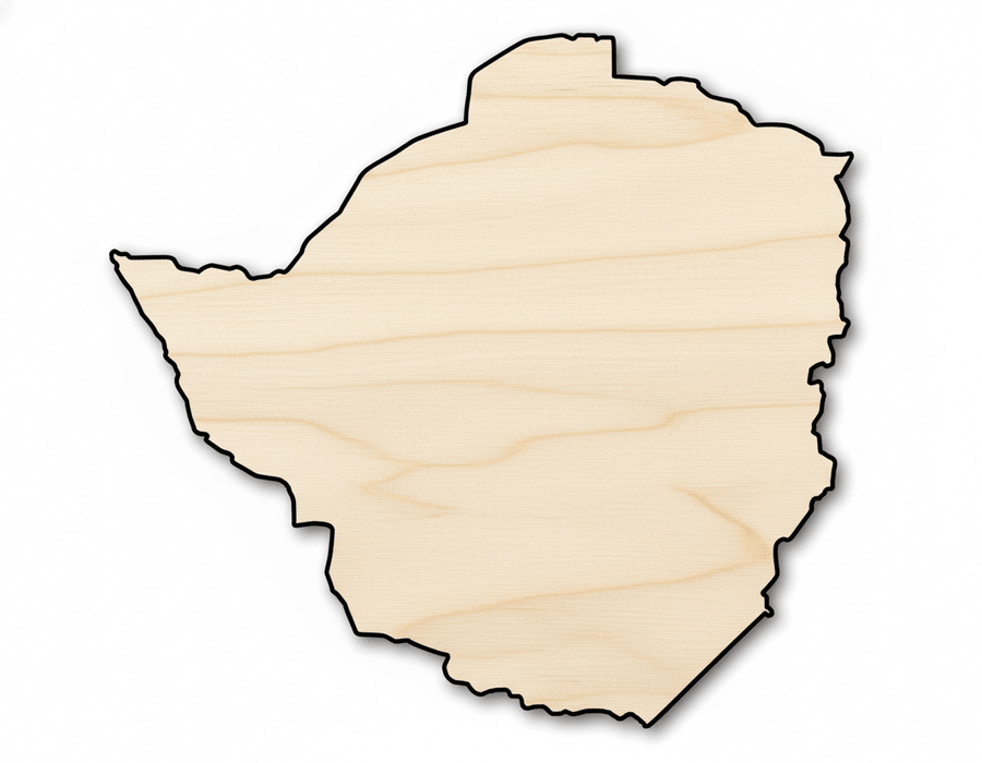 Unfinished Wood Zimbabwe Country Shape - Southern Africa Craft - up to 46" DIY - NameSigns.com
