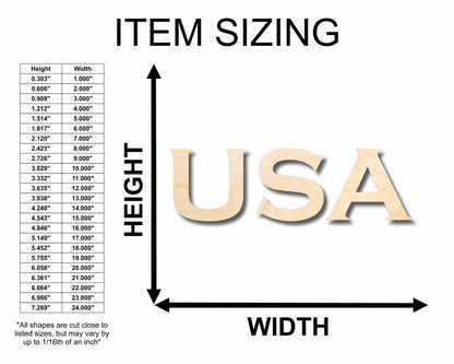 USA Block Letters Craft Unfinished Wood Cutout Font DIY handmade Gift - NameSigns.com