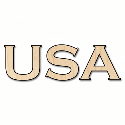 USA Block Letters Craft Unfinished Wood Cutout Font DIY handmade Gift - NameSigns.com