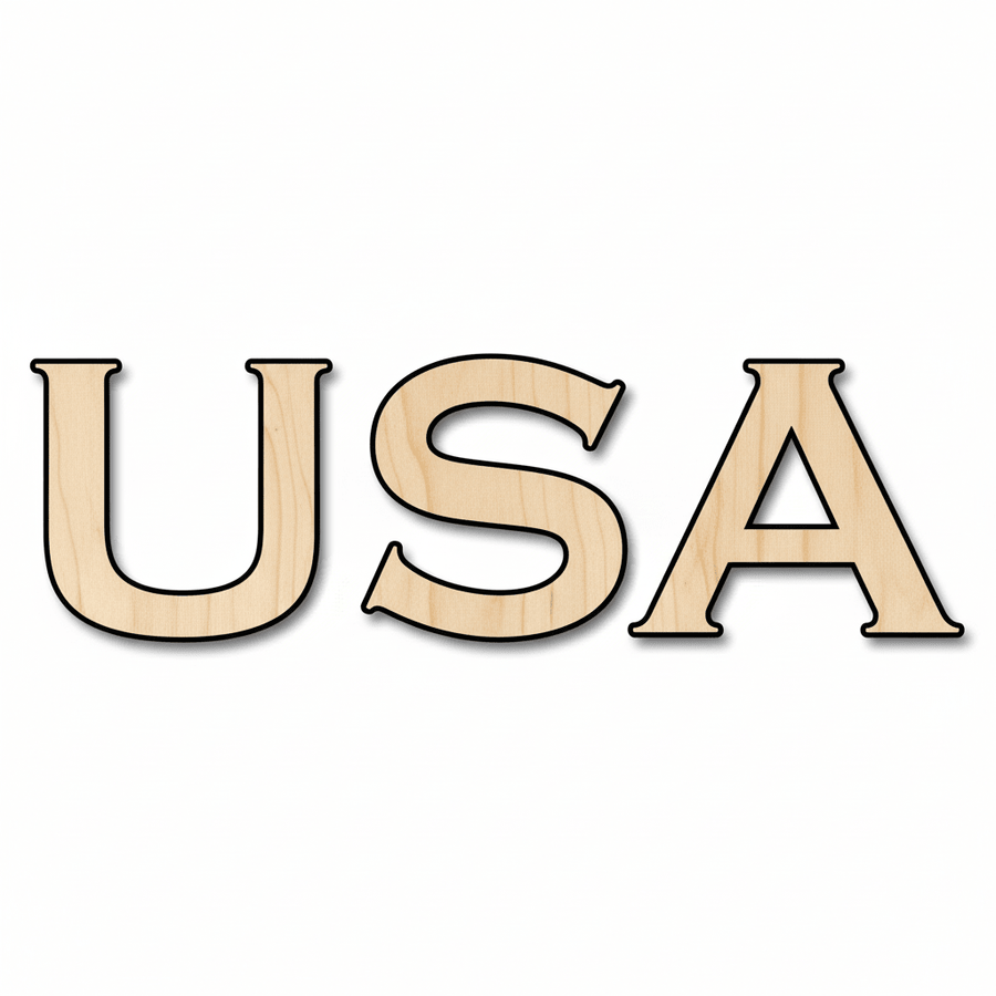 USA Block Letters Craft Unfinished Wood Cutout Font DIY handmade Gift - NameSigns.com