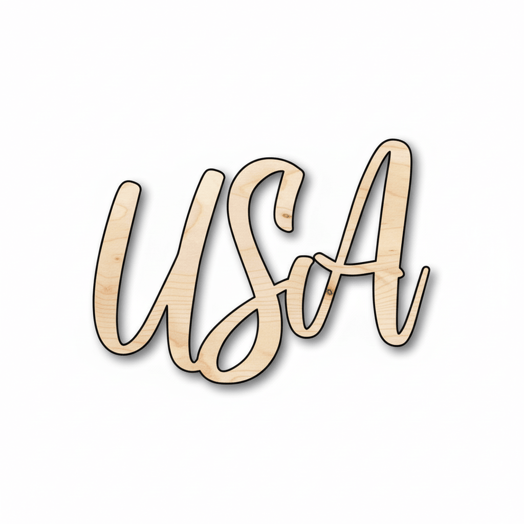 USA Script Letters Craft Unfinished Wood Cutout Font DIY handmade Gift - NameSigns.com