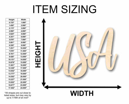 USA Script Letters Craft Unfinished Wood Cutout Font DIY handmade Gift - NameSigns.com