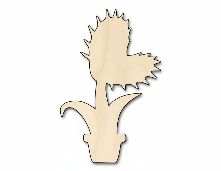 Venus Fly Trap Cutout – Baltic Birch Plywood DIY Craft Shape 46" Blank Door Hanger Wooden Cutout Cut Outs - Unfinished - NameSigns.com