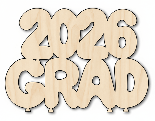 Wood 2026 Grad Shape DIY Craft Cutout Blank Door Hanger Wooden Cutout Cut Outs - Unfinished - NameSigns.com