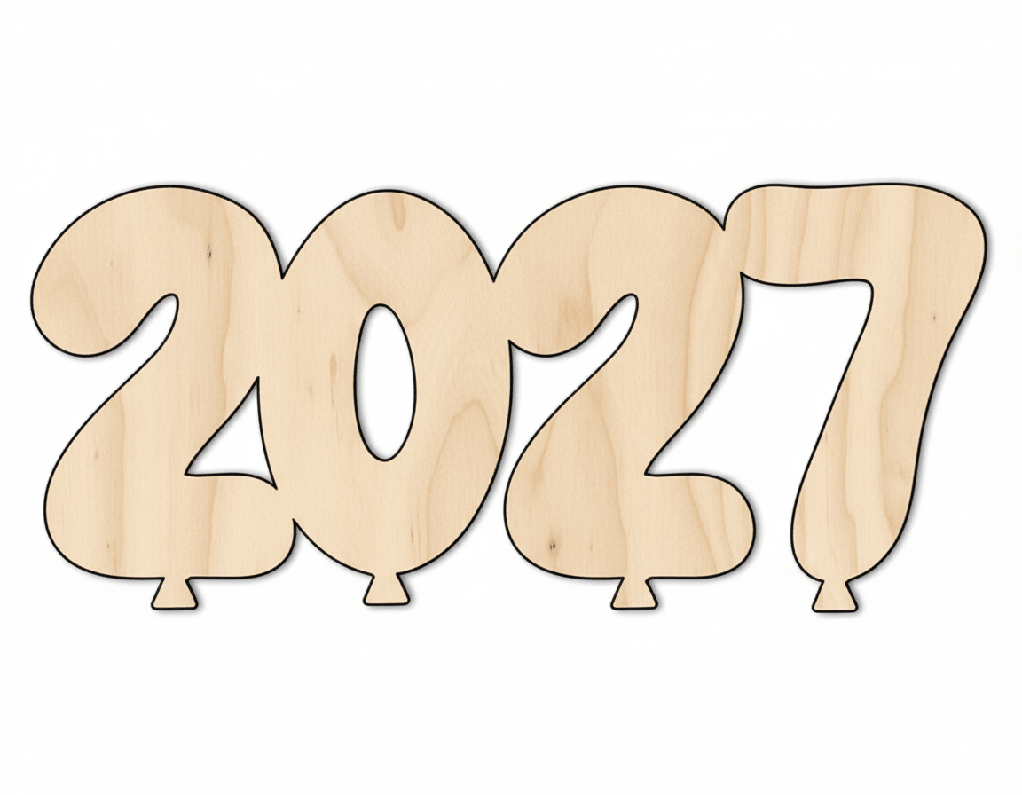 Wood 2027 Balloons Shape DIY Craft Cutout Blank Door Hanger Wooden Cutout Cut Outs - Unfinished - NameSigns.com