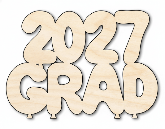 Wood 2027 Grad Shape DIY Craft Cutout Blank Door Hanger Wooden Cutout Cut Outs - Unfinished - NameSigns.com