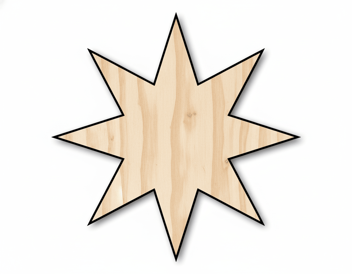 Wood 8 - Pointed Star Shape DIY Craft Cutout Up to 36" Blank Door Hanger Wooden Cutout Cut Outs - Unfinished - NameSigns.com