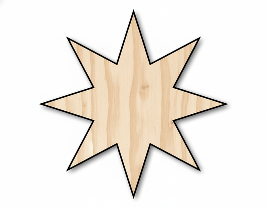 Wood 8 - Pointed Star Shape DIY Craft Cutout Up to 36" Blank Door Hanger Wooden Cutout Cut Outs - Unfinished - NameSigns.com