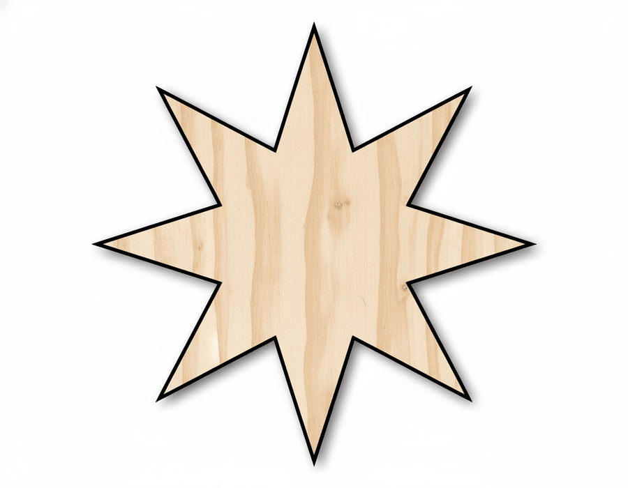 Wood 8 - Pointed Star Shape DIY Craft Cutout Up to 36" Blank Door Hanger Wooden Cutout Cut Outs - Unfinished - NameSigns.com