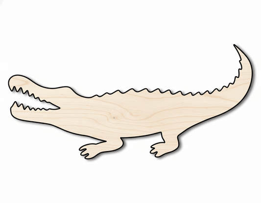 Wood Alligator - Birch Wood Shape Cutout | DIY Reptile Decoration Up to 46" Blank Door Hanger Wooden Cutout Cut Outs - Unfinished - NameSigns.com