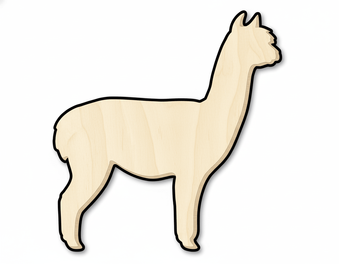 Wood Alpaca | Birch Wood Shape DIY Alpaca Decor Cutout 36" Blank Door Hanger Wooden Cutout Cut Outs - Unfinished - NameSigns.com