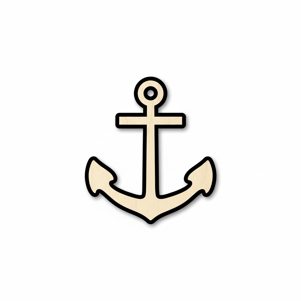 Wood Anchor – Laser Cut Wood Shape | Baltic Birch Plywood Craft Project Blank Door Hanger Wooden Cutout Cut Outs - Unfinished - NameSigns.com