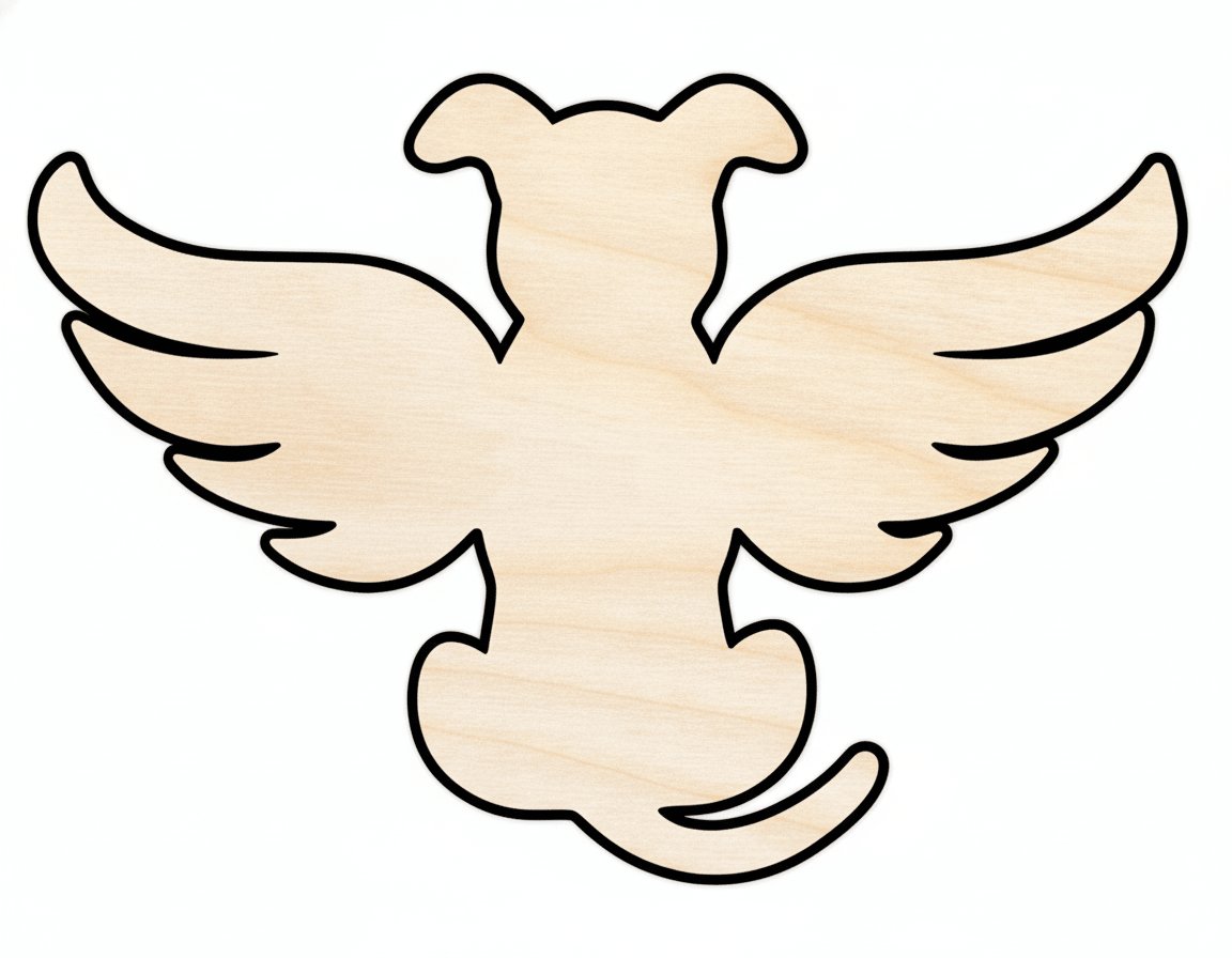 Wood Angel Dog – Laser Cut Wooden Craft Shapes in Natural Birch Plywood Blank Door Hanger Wooden Cutout Cut Outs - Unfinished - NameSigns.com