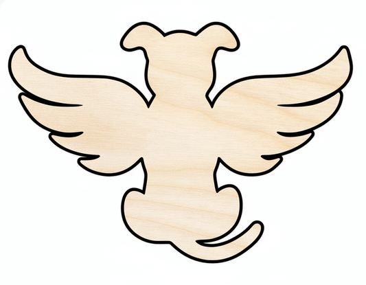 Wood Angel Dog – Laser Cut Wooden Craft Shapes in Natural Birch Plywood Blank Door Hanger Wooden Cutout Cut Outs - Unfinished - NameSigns.com