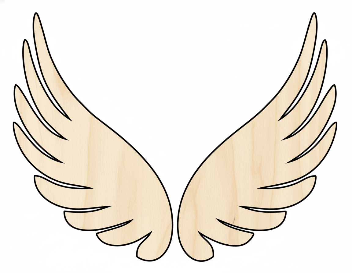 Wood Angel Wings – Baltic Birch Plywood Sanded Wood Pieces Up to 46" Blank Door Hanger Wooden Cutout Cut Outs - Unfinished - NameSigns.com