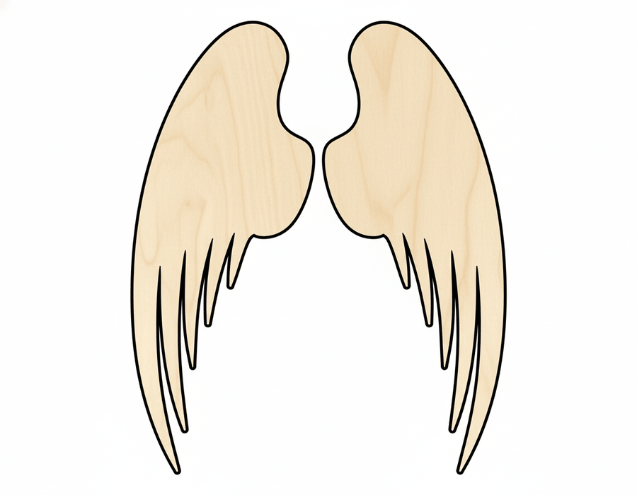 Wood Angel Wings – Paintable Birch Wood Wings | DIY Angel Wing Decorations Blank Door Hanger Wooden Cutout Cut Outs - Unfinished - NameSigns.com