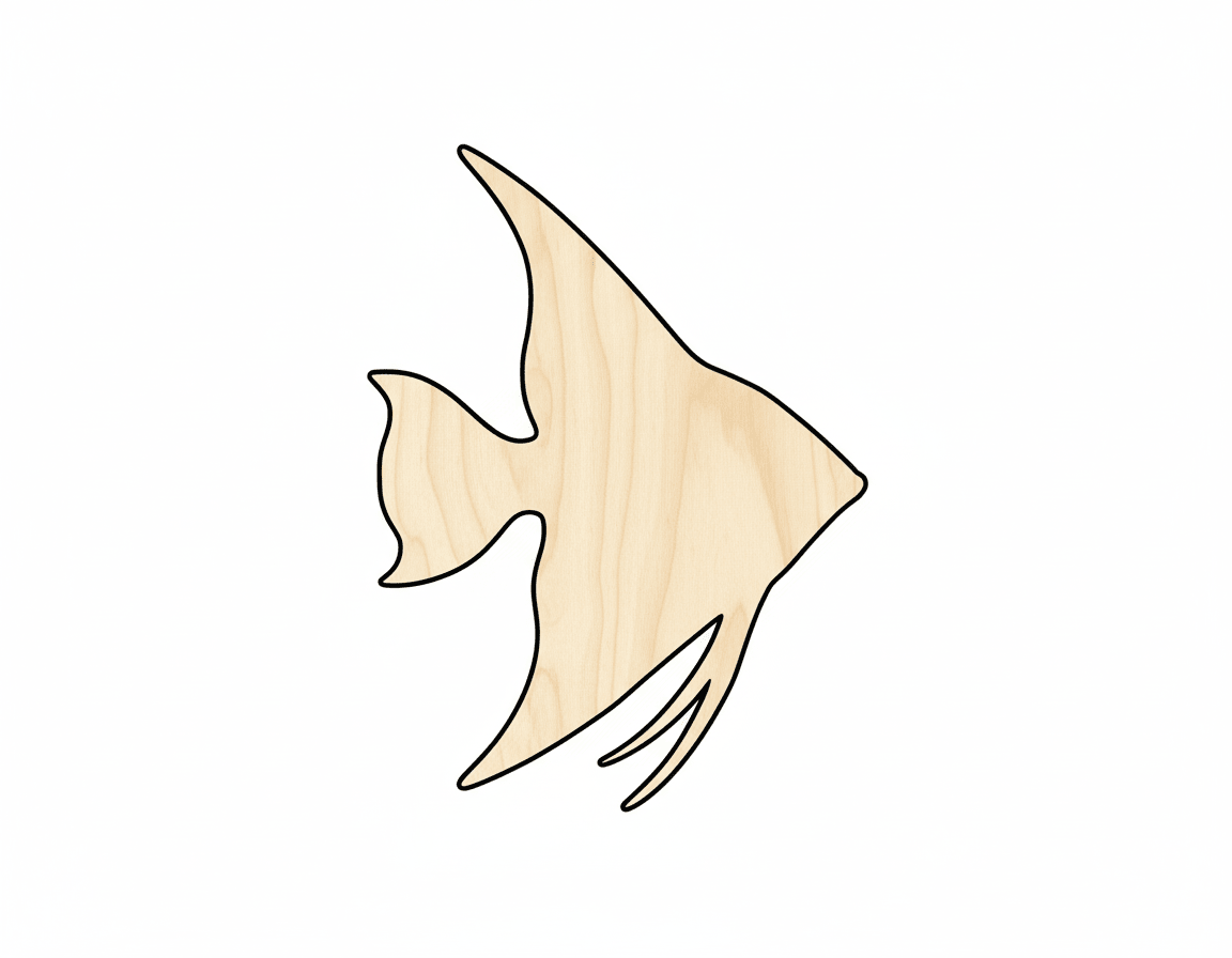 Wood Angelfish | Baltic Birch Plywood Laser Cut Craft Shape 46" Blank Door Hanger Wooden Cutout Cut Outs - Unfinished - NameSigns.com