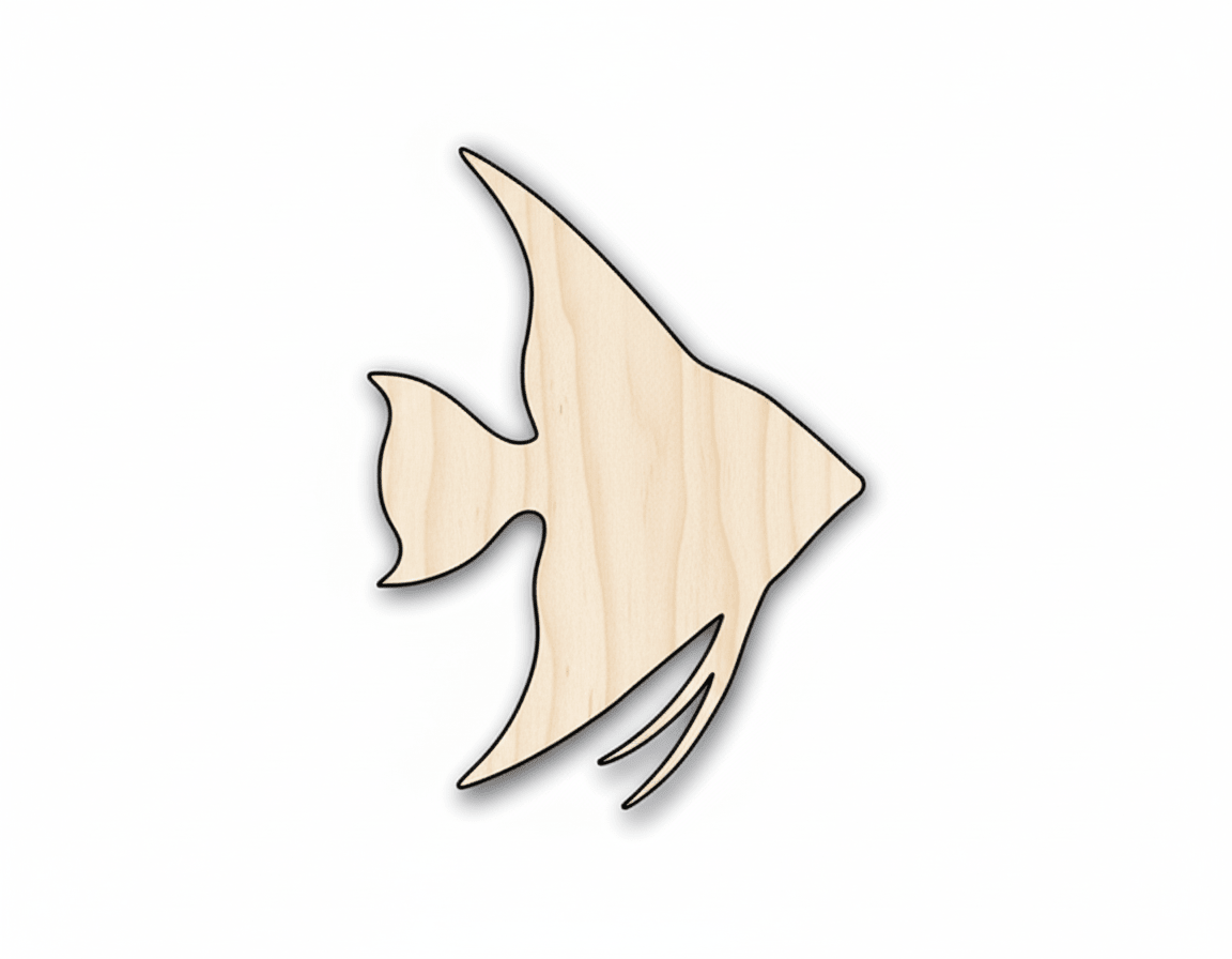Wood Angelfish - Laser Cut Wood Art | Birch Plywood Craft Shapes Blank Door Hanger Wooden Cutout Cut Outs - Unfinished - NameSigns.com