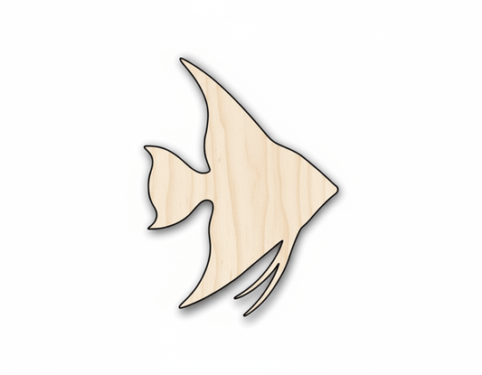 Wood Angelfish - Laser Cut Wood Art | Birch Plywood Craft Shapes Blank Door Hanger Wooden Cutout Cut Outs - Unfinished - NameSigns.com