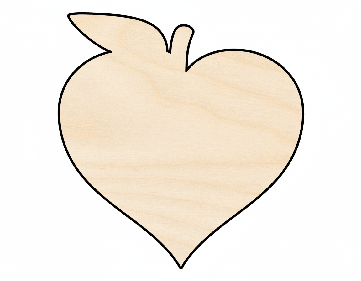 Wood Apple Heart Shape Teacher Appreciation Kids Crafts Apple Lovers Craft Cutout Blank Door Hanger Wooden Cutout Cut Outs - Unfinished - NameSigns.com