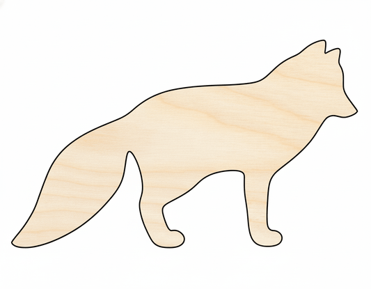 Wood Arctic Fox | Large Birch Wood Shape - DIY Animal Decor Cutout Blank Door Hanger Wooden Cutout Cut Outs - Unfinished - NameSigns.com