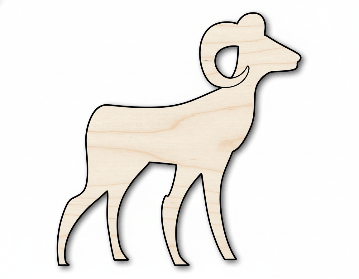 Wood Aries Shape – Handmade Zodiac Wood Craft Sign 46" Blank Door Hanger Wooden Cutout Cut Outs - Unfinished - NameSigns.com