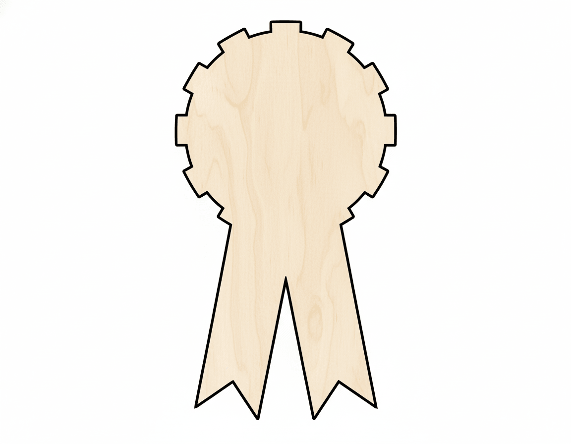 Wood Award Ribbon Shape DIY Craft Cutout Up to 36" Blank Door Hanger Wooden Cutout Cut Outs - Unfinished - NameSigns.com
