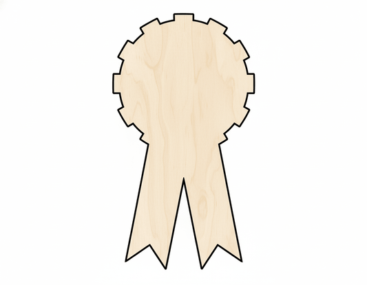 Wood Award Ribbon Shape DIY Craft Cutout Up to 36" Blank Door Hanger Wooden Cutout Cut Outs - Unfinished - NameSigns.com
