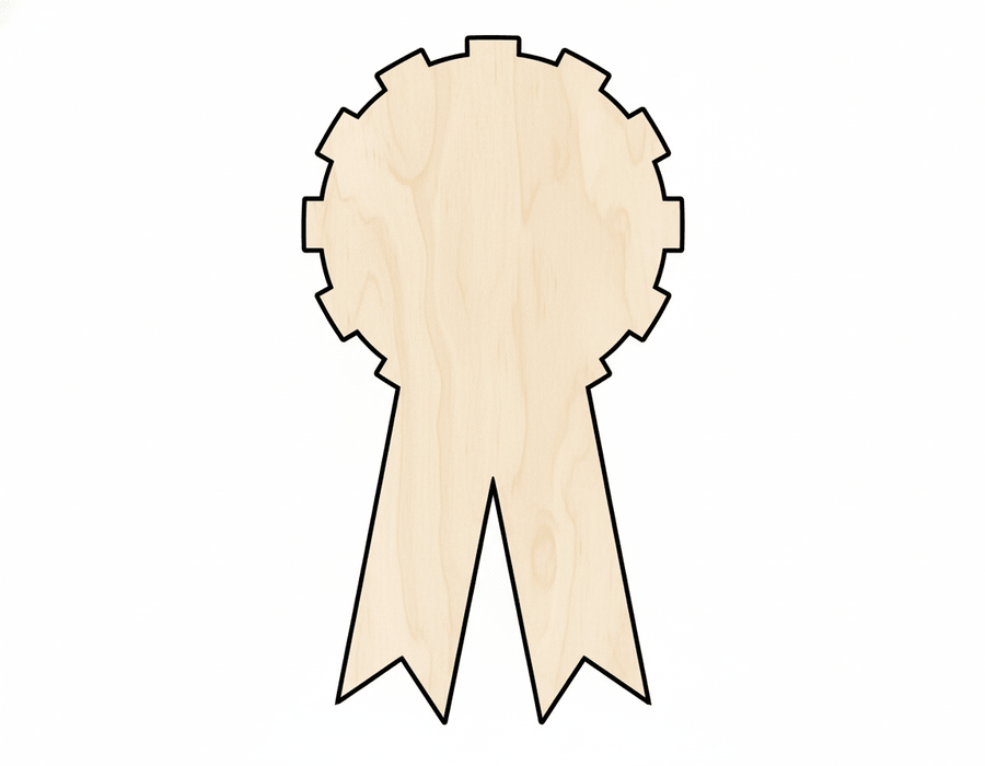 Wood Award Ribbon Shape DIY Craft Cutout Up to 36" Blank Door Hanger Wooden Cutout Cut Outs - Unfinished - NameSigns.com