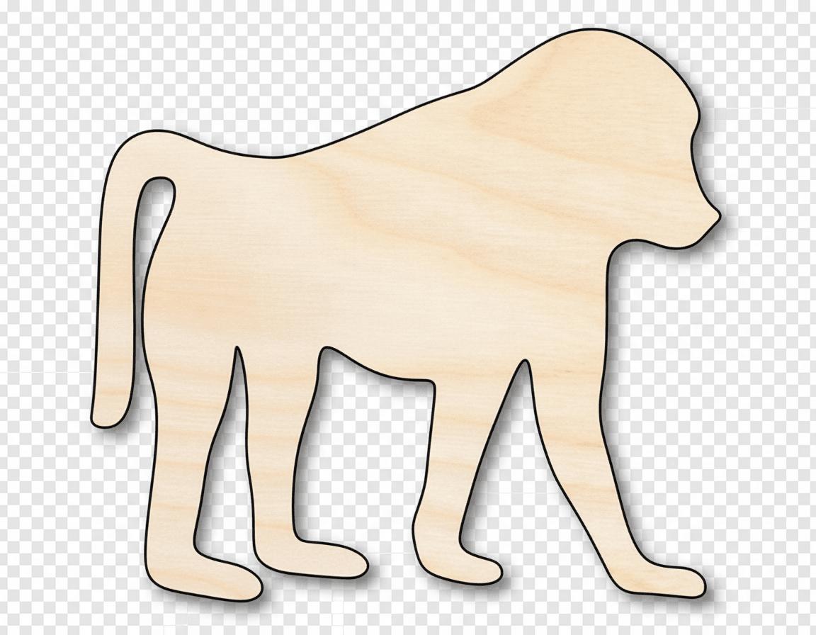 Wood Baboon – Paintable Wood Animal Cutout for DIY Crafts 36" Blank Door Hanger Wooden Cutout Cut Outs - Unfinished - NameSigns.com