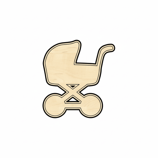 Wood Baby Carriage – Baltic Birch Plywood Nursery Room Decoration Blank Door Hanger Wooden Cutout Cut Outs - Unfinished - NameSigns.com