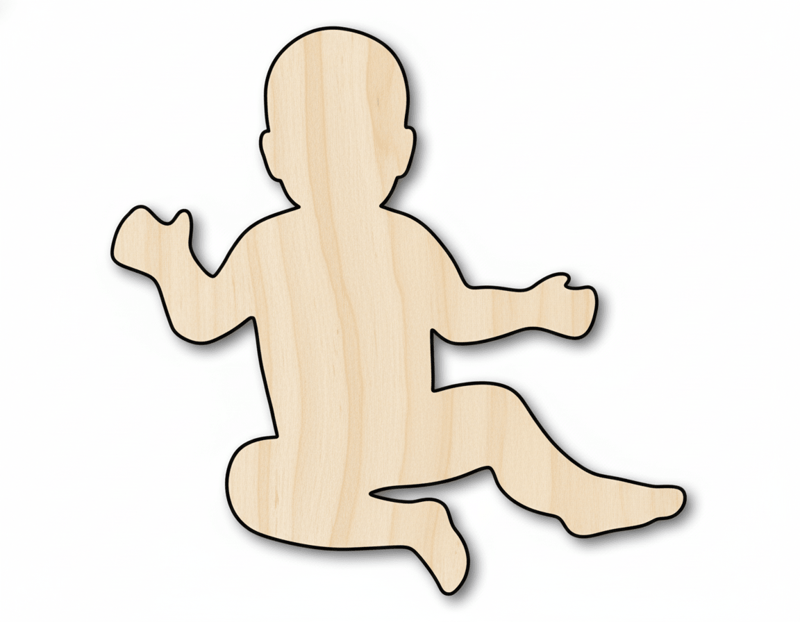 Wood Baby Shape – Paintable Birch Wood Craft for Baby Shower Decor Blank Door Hanger Wooden Cutout Cut Outs - Unfinished - NameSigns.com