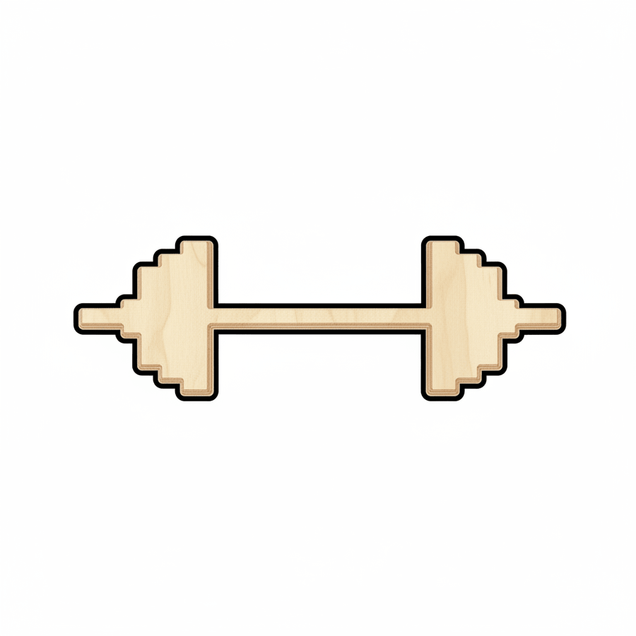Wood Barbell – Baltic Birch Plywood Craft Shapes | Sanded Natural Wood Blank Door Hanger Wooden Cutout Cut Outs - Unfinished - NameSigns.com