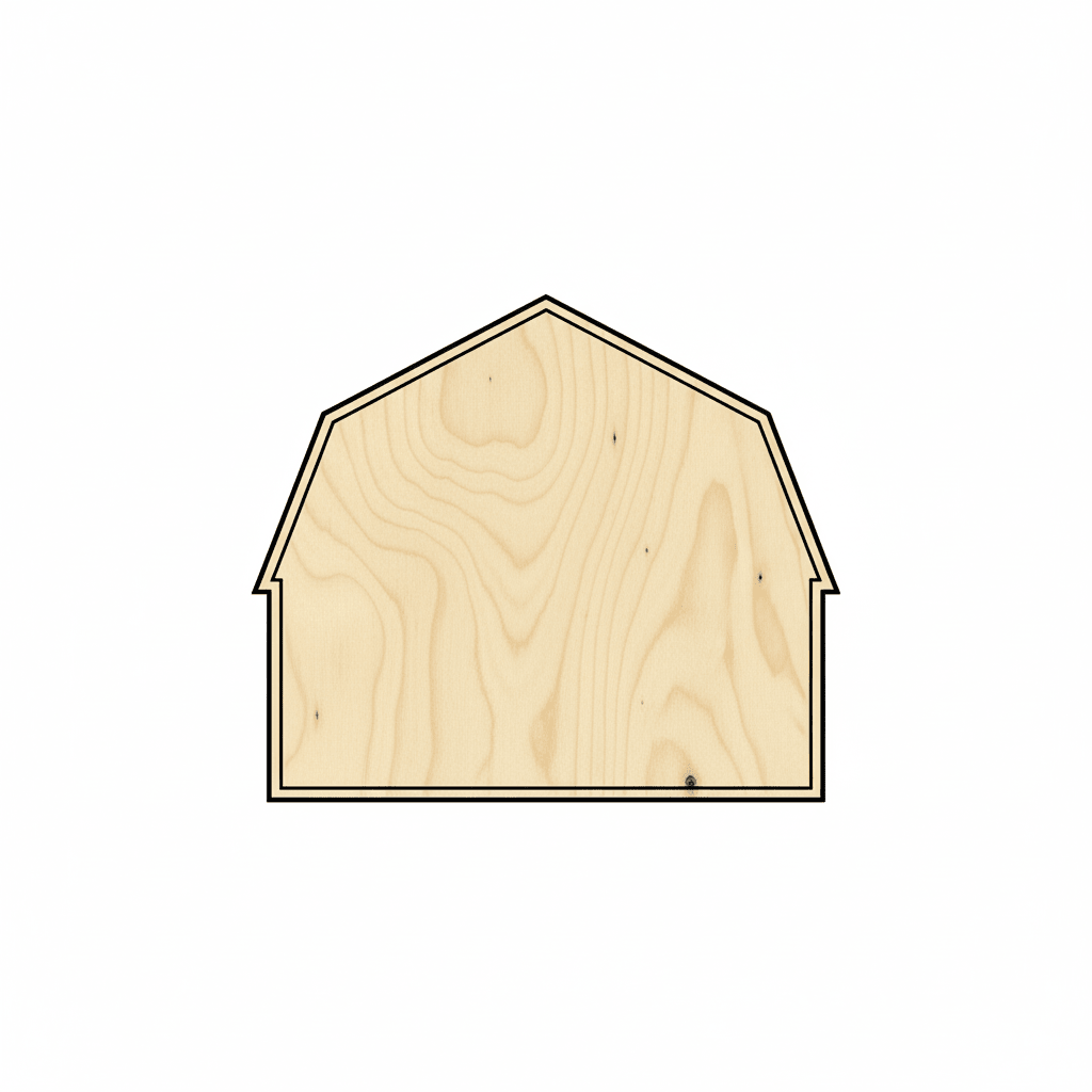 Wood Barn Shape – 46" Baltic Birch Plywood | Farmhouse Decor Blank Door Hanger Wooden Cutout Cut Outs - Unfinished - NameSigns.com